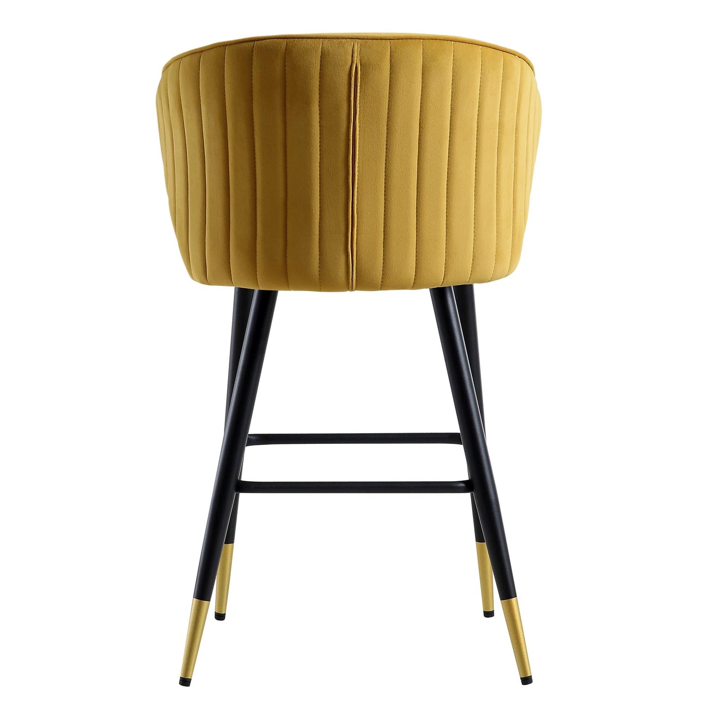 Ensemble de 2 tabourets de bar rembourrés en velours moutarde Langham