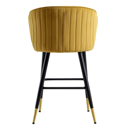 Ensemble de 2 tabourets de bar rembourrés en velours moutarde Langham
