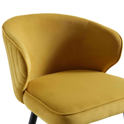 Ensemble de 2 tabourets de bar rembourrés en velours moutarde Langham