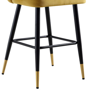Ensemble de 2 tabourets de bar rembourrés en velours moutarde Langham