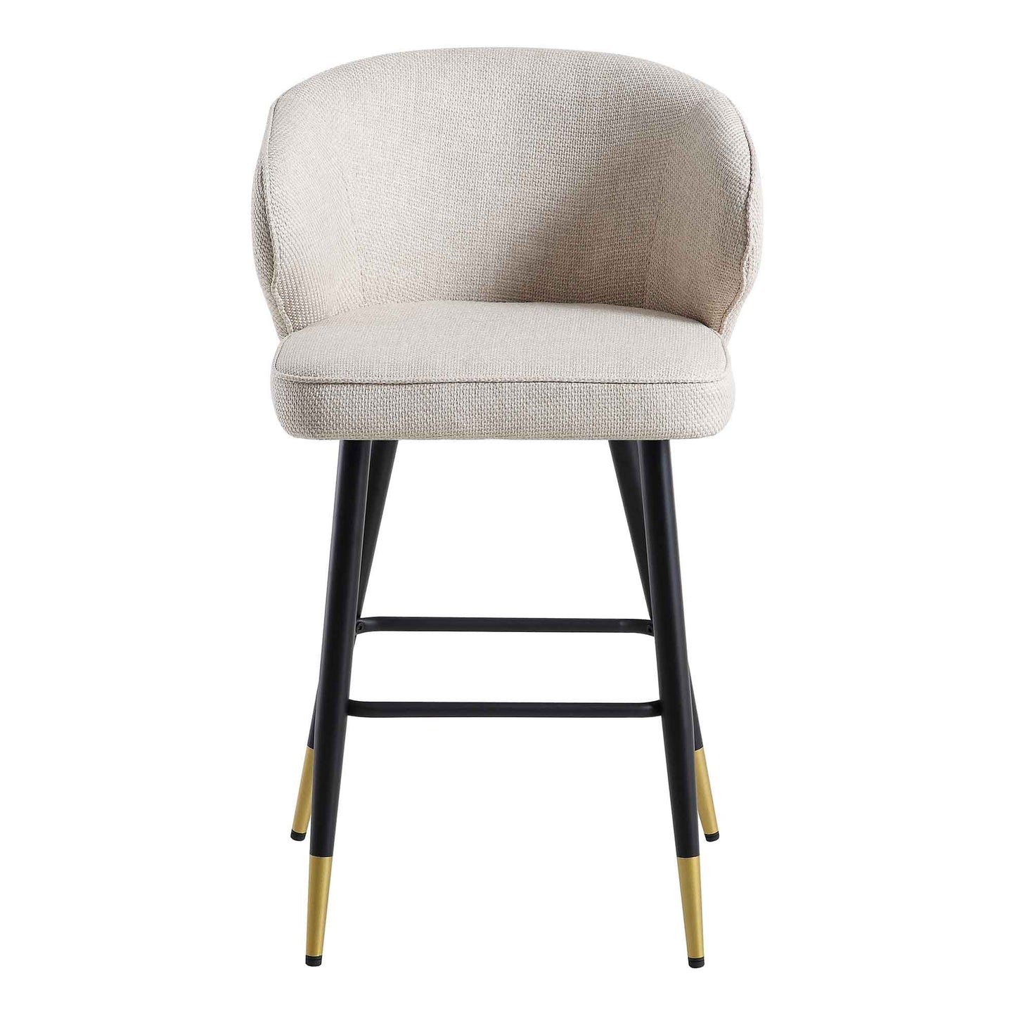 Ensemble de 2 tabourets de bar rembourrés en tissu tissé couleur avoine Langham
