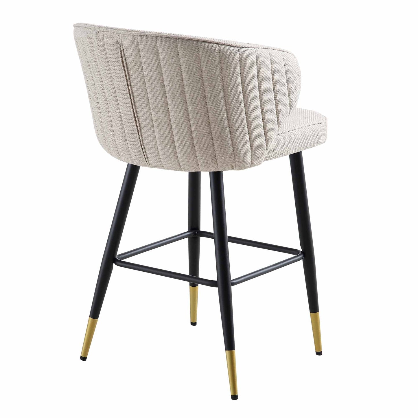 Ensemble de 2 tabourets de bar rembourrés en tissu tissé couleur avoine Langham