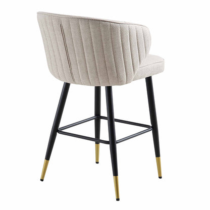 Ensemble de 2 tabourets de bar rembourrés en tissu tissé couleur avoine Langham
