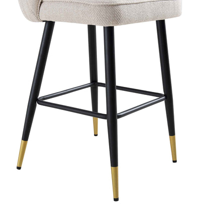 Ensemble de 2 tabourets de bar rembourrés en tissu tissé couleur avoine Langham