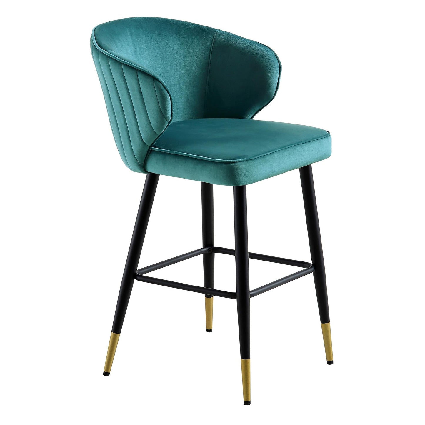 Ensemble de 2 tabourets de bar Carver rembourrés en velours bleu sarcelle Langham