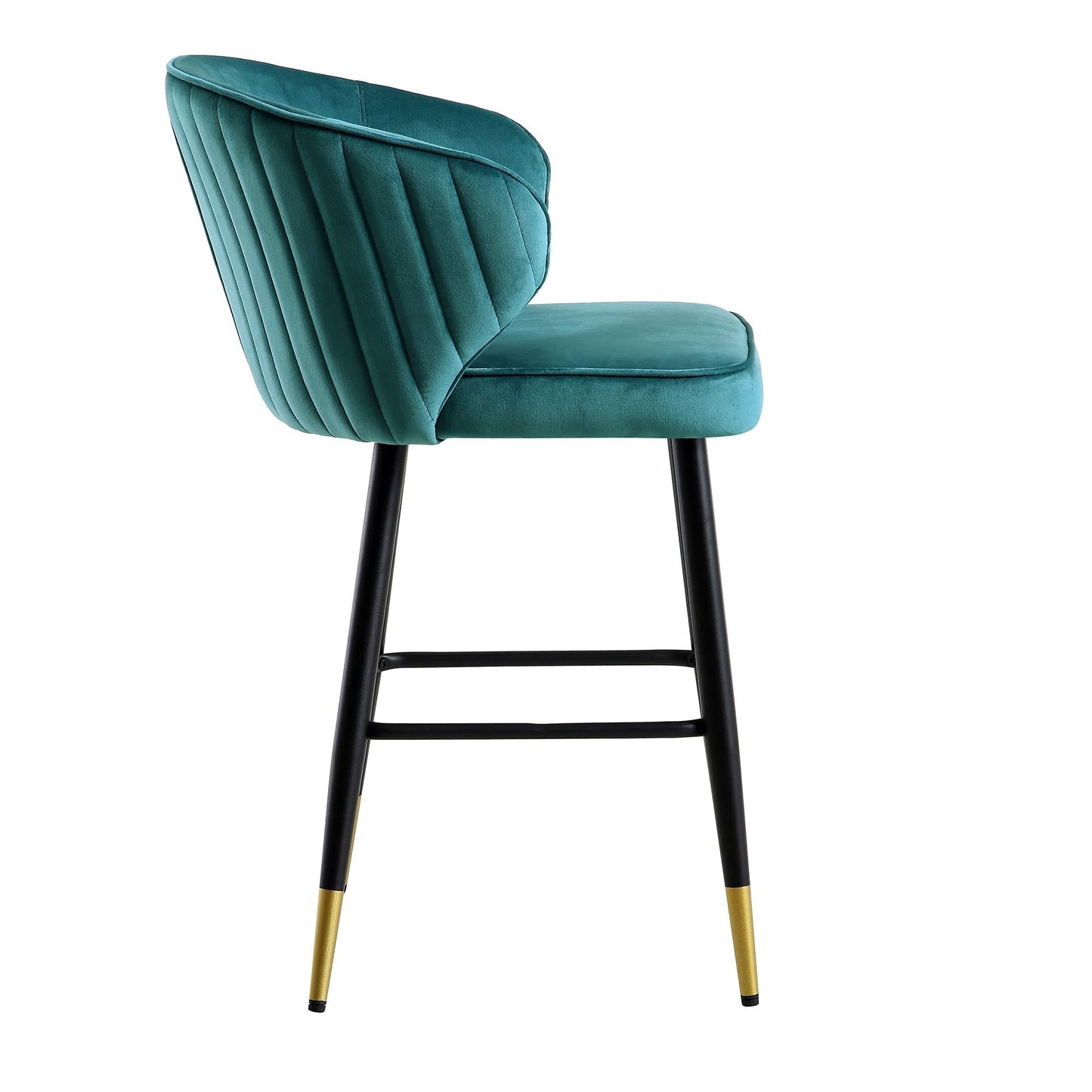 Ensemble de 2 tabourets de bar Carver rembourrés en velours bleu sarcelle Langham