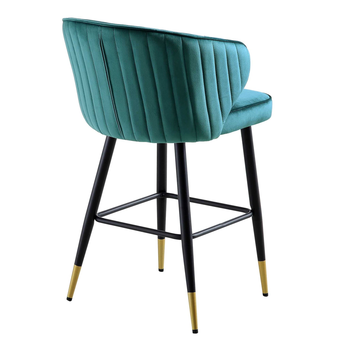 Ensemble de 2 tabourets de bar Carver rembourrés en velours bleu sarcelle Langham
