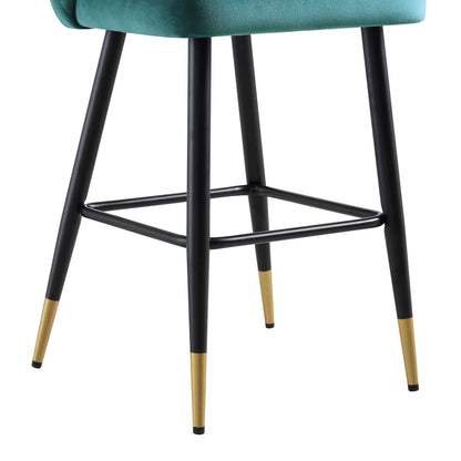 Ensemble de 2 tabourets de bar Carver rembourrés en velours bleu sarcelle Langham