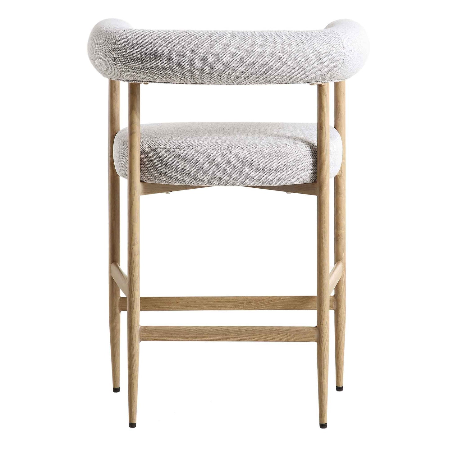 Tabouret de bar tissé beige Fulbourn avec pieds effet bois naturel