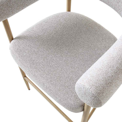 Tabouret de bar tissé beige Fulbourn avec pieds effet bois naturel