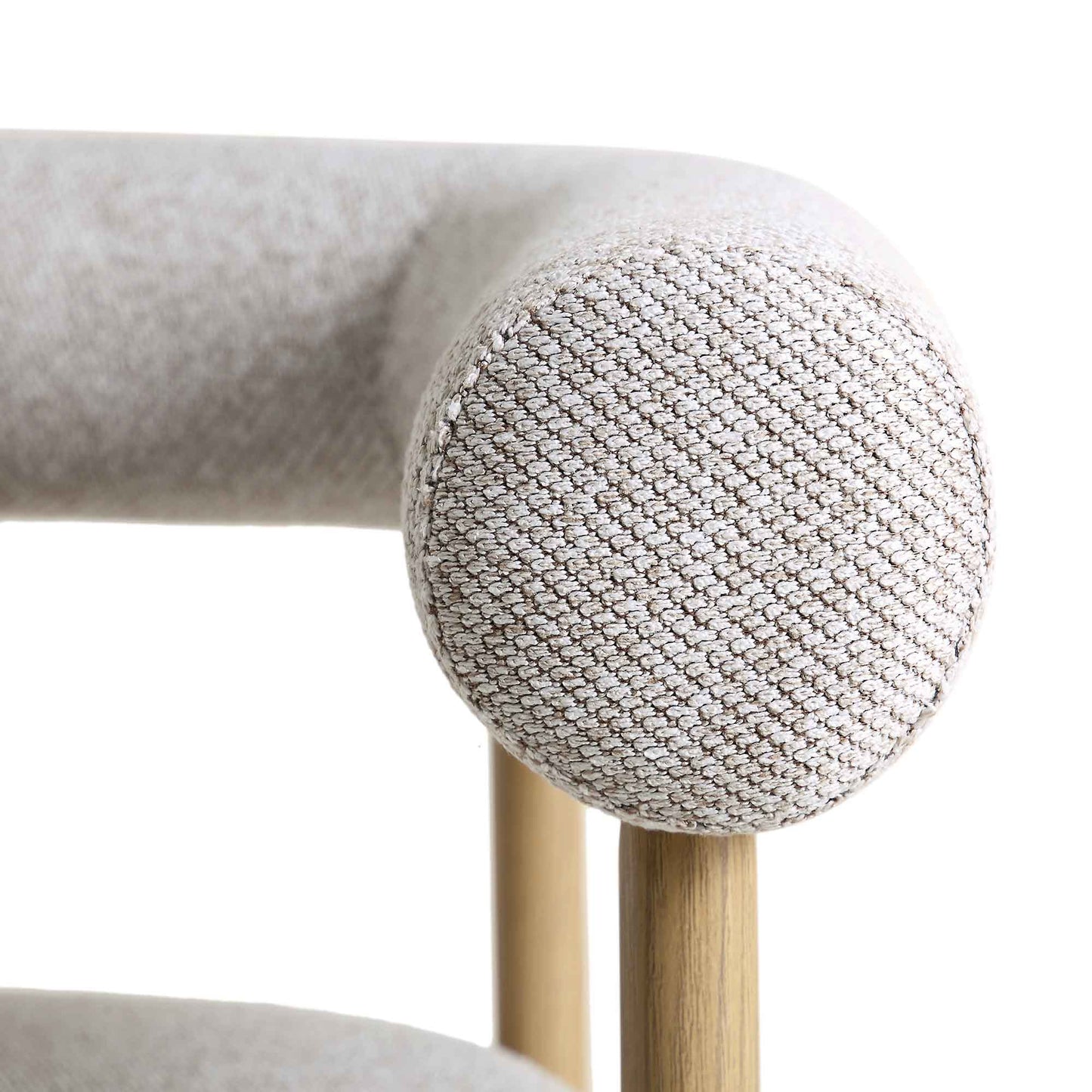 Tabouret de bar tissé beige Fulbourn avec pieds effet bois naturel