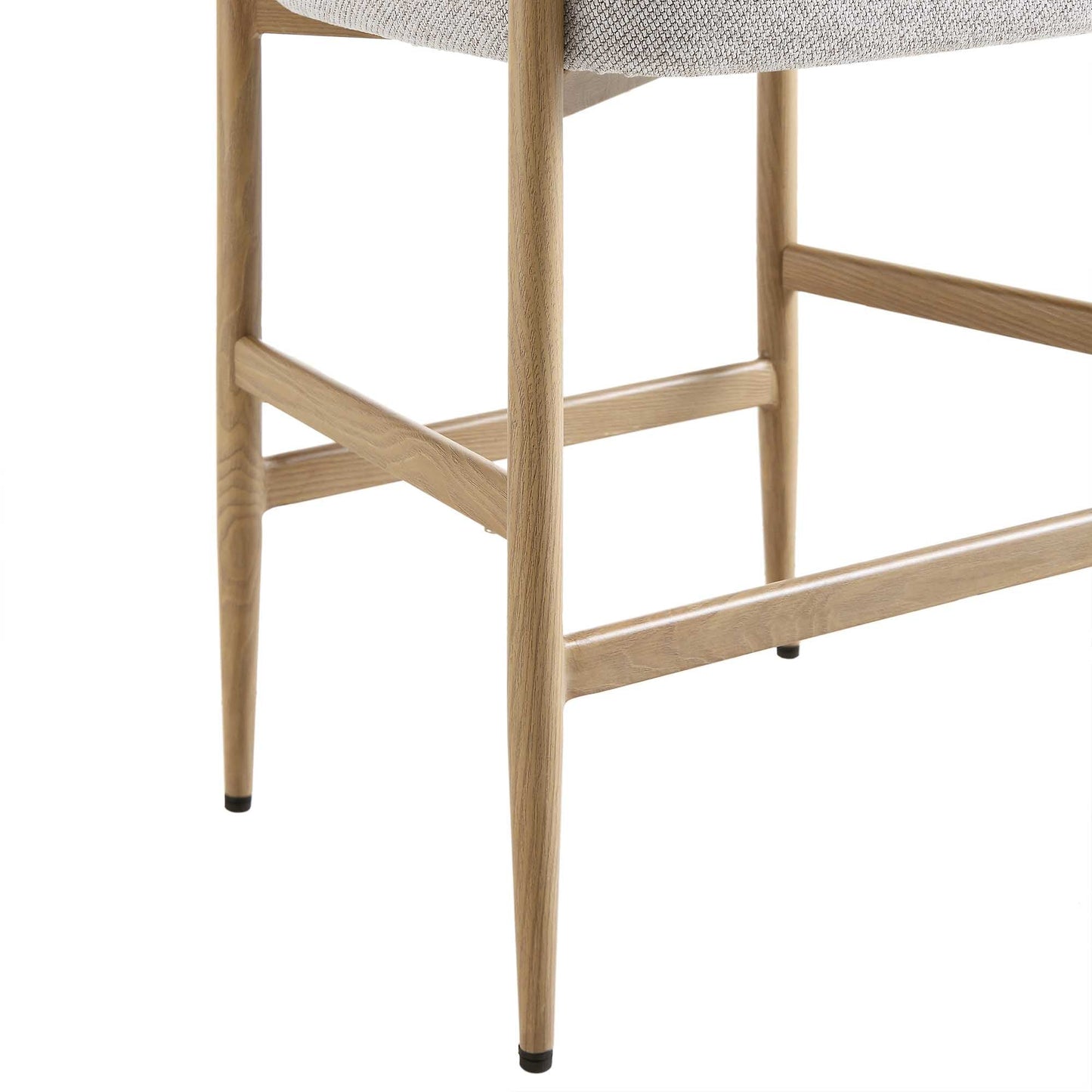 Tabouret de bar tissé beige Fulbourn avec pieds effet bois naturel