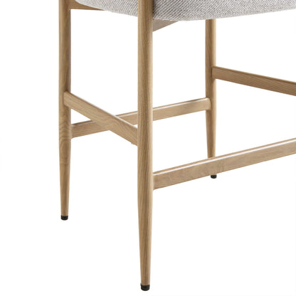 Tabouret de bar tissé beige Fulbourn avec pieds effet bois naturel