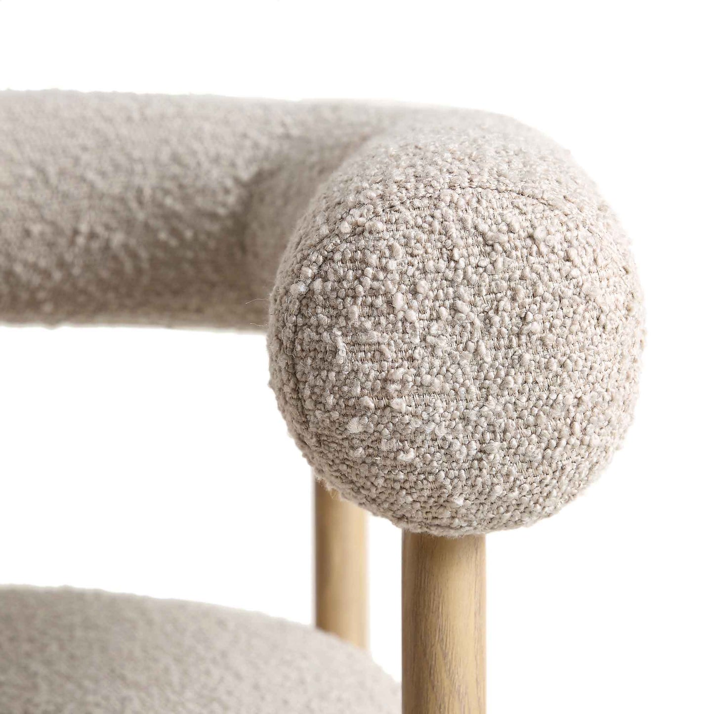 Tabouret de bar Fulbourn Taupe Boucle avec pieds effet bois naturel