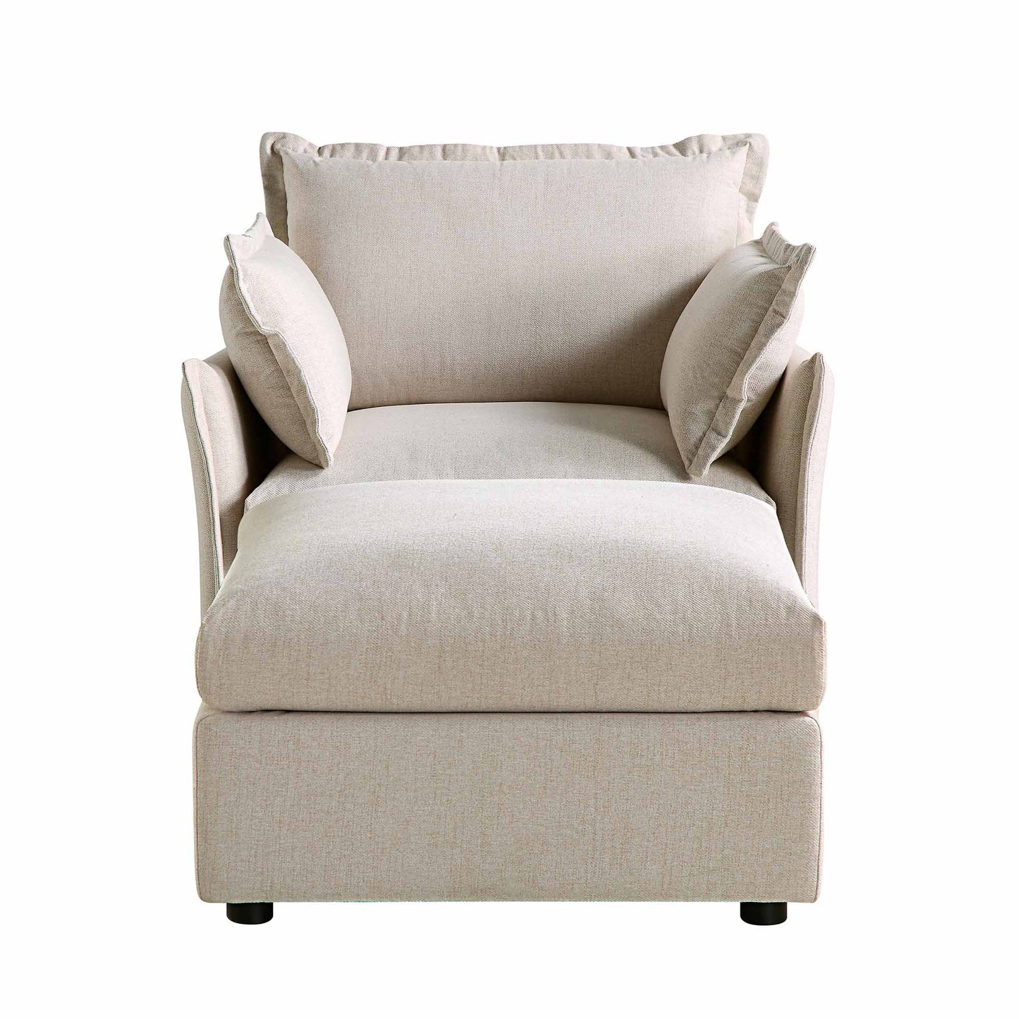 Canapé sectionnel Byron Pillow Edge en tissu beige, méridienne 1 place