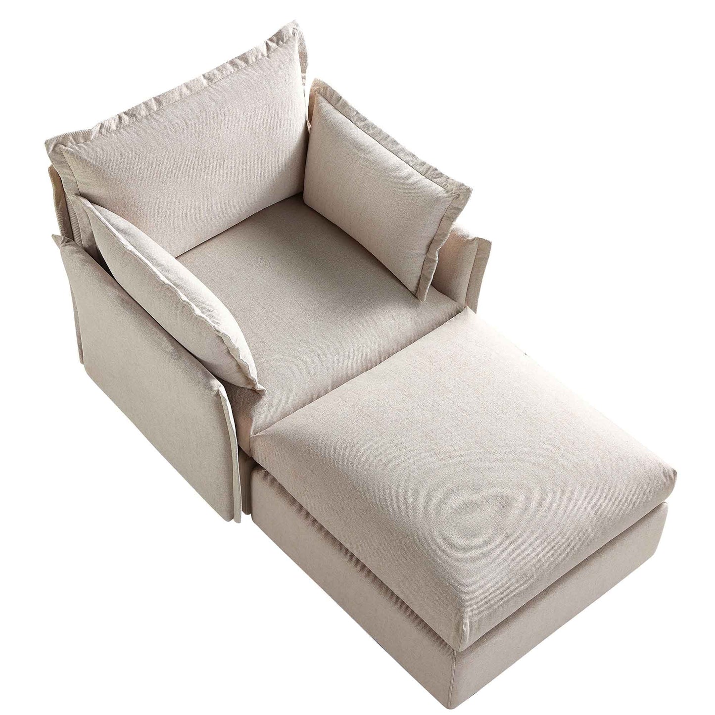 Canapé sectionnel Byron Pillow Edge en tissu beige, méridienne 1 place