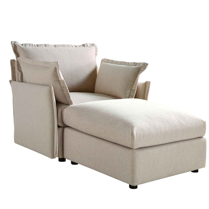 Canapé sectionnel Byron Pillow Edge en tissu beige, méridienne 1 place