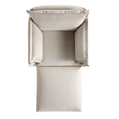 Canapé sectionnel Byron Pillow Edge en tissu beige, méridienne 1 place