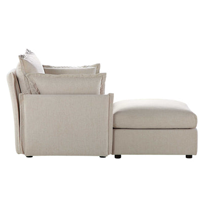Canapé sectionnel Byron Pillow Edge en tissu beige, méridienne 1 place