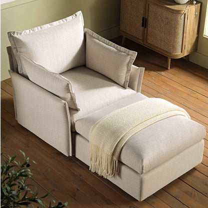 Canapé sectionnel Byron Pillow Edge en tissu beige, méridienne 1 place