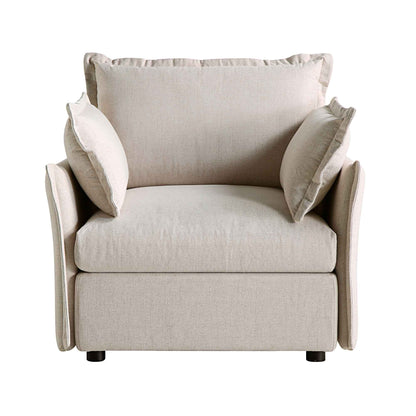 Canapé sectionnel Byron Pillow Edge en tissu beige, 1 place