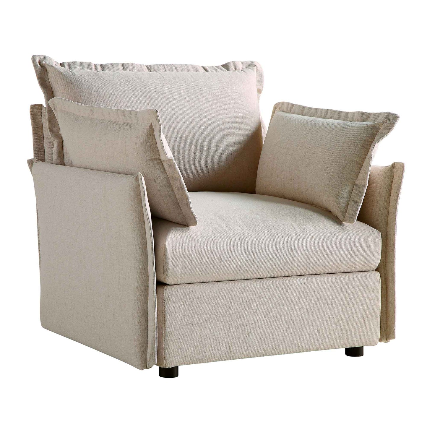 Canapé sectionnel Byron Pillow Edge en tissu beige, 1 place