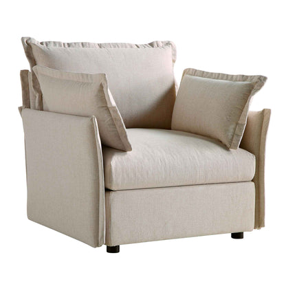 Canapé sectionnel Byron Pillow Edge en tissu beige, 1 place