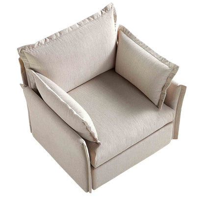 Canapé sectionnel Byron Pillow Edge en tissu beige, 1 place
