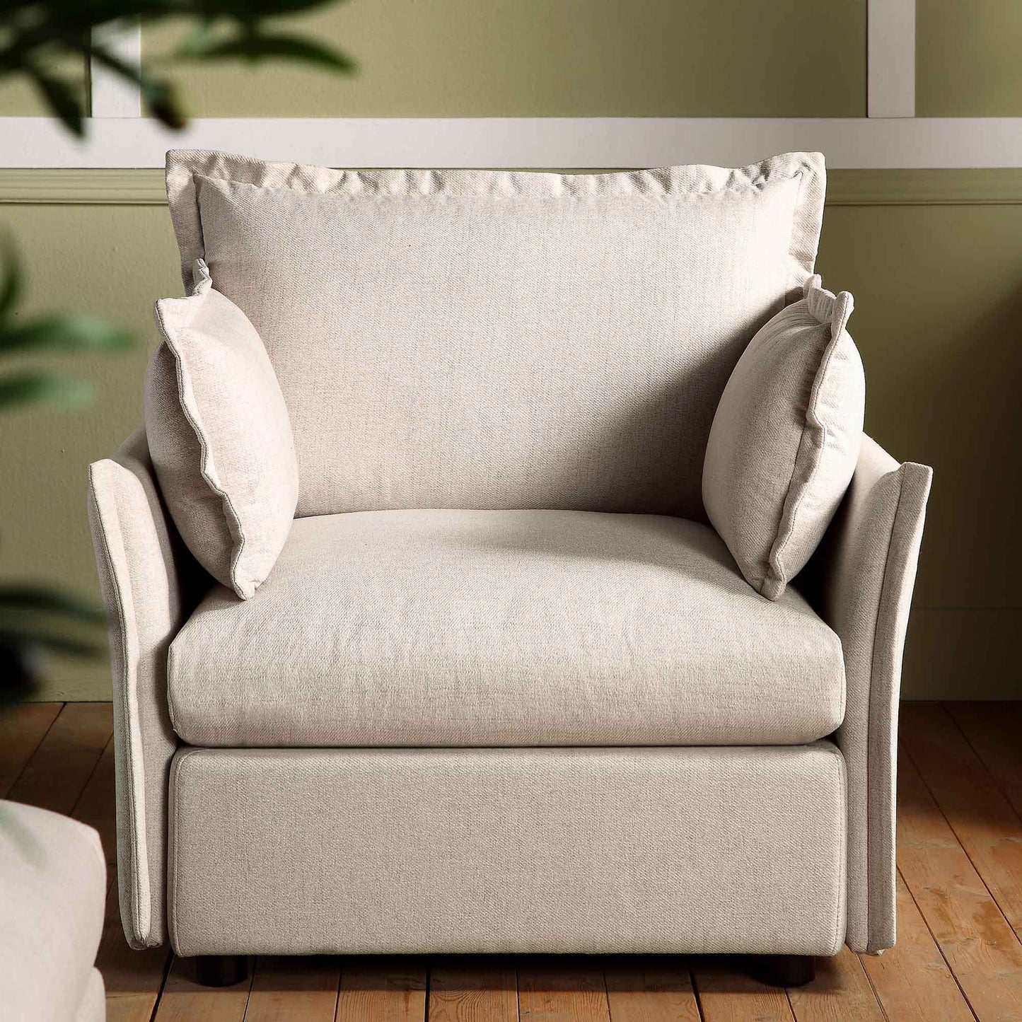 Canapé sectionnel Byron Pillow Edge en tissu beige, 1 place