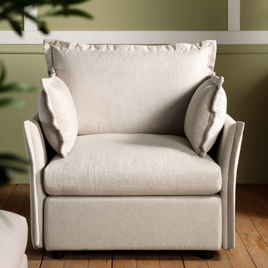 Canapé sectionnel Byron Pillow Edge en tissu beige, 1 place