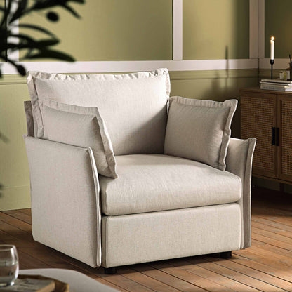 Canapé sectionnel Byron Pillow Edge en tissu beige, 1 place