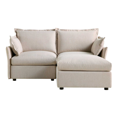 Canapé sectionnel Byron Pillow Edge en tissu beige, méridienne 2 places