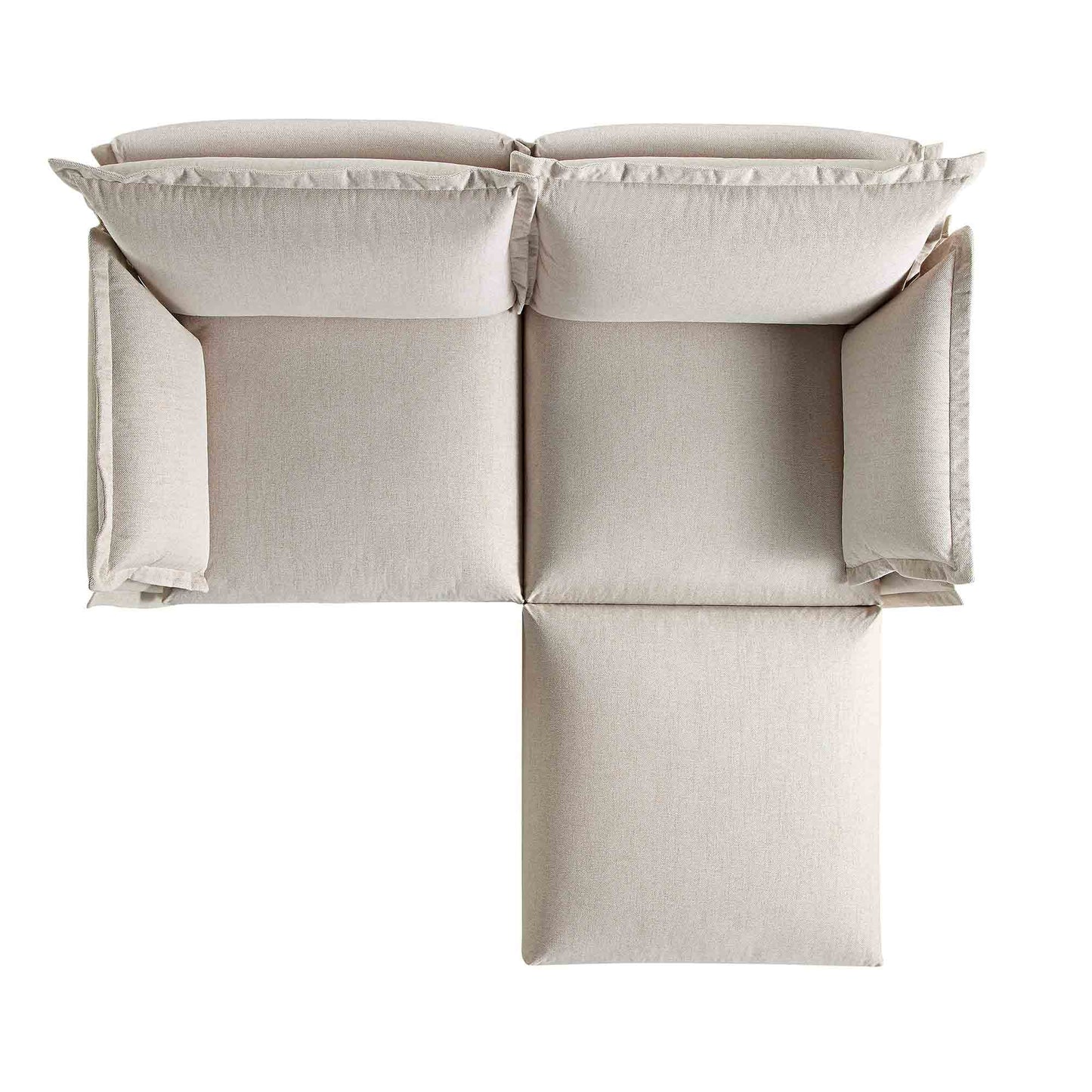 Canapé sectionnel Byron Pillow Edge en tissu beige, méridienne 2 places