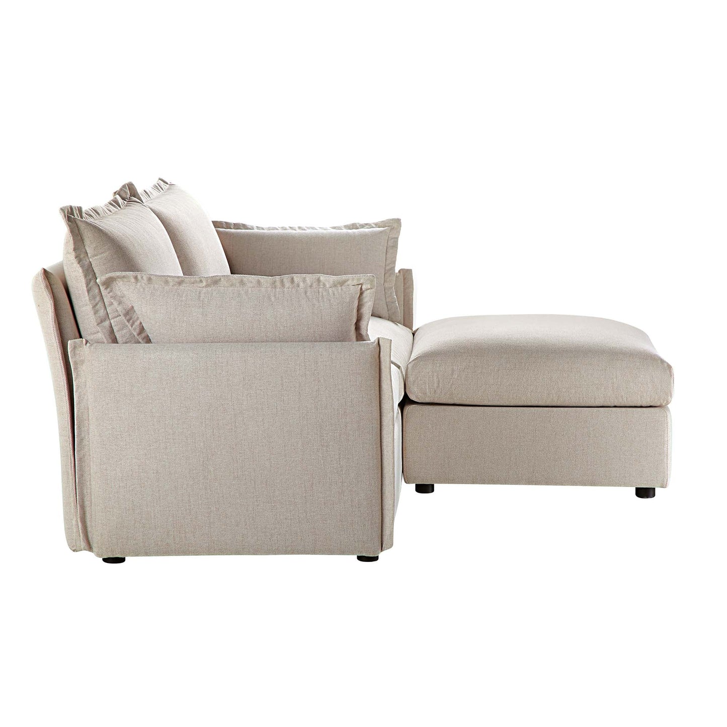 Canapé sectionnel Byron Pillow Edge en tissu beige, méridienne 2 places
