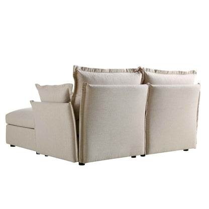 Canapé sectionnel Byron Pillow Edge en tissu beige, méridienne 2 places