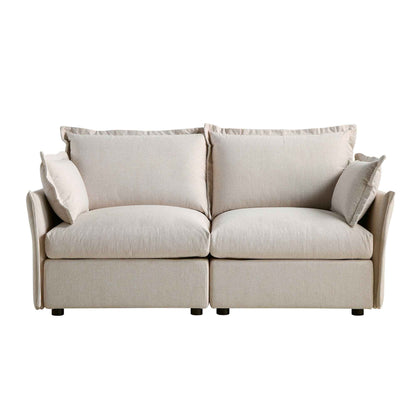 Canapé sectionnel Byron Pillow Edge en tissu beige, 2 places