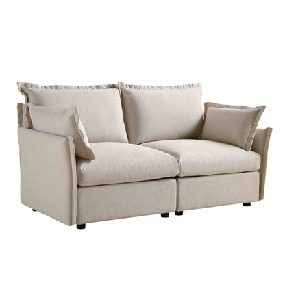 Canapé sectionnel Byron Pillow Edge en tissu beige, 2 places
