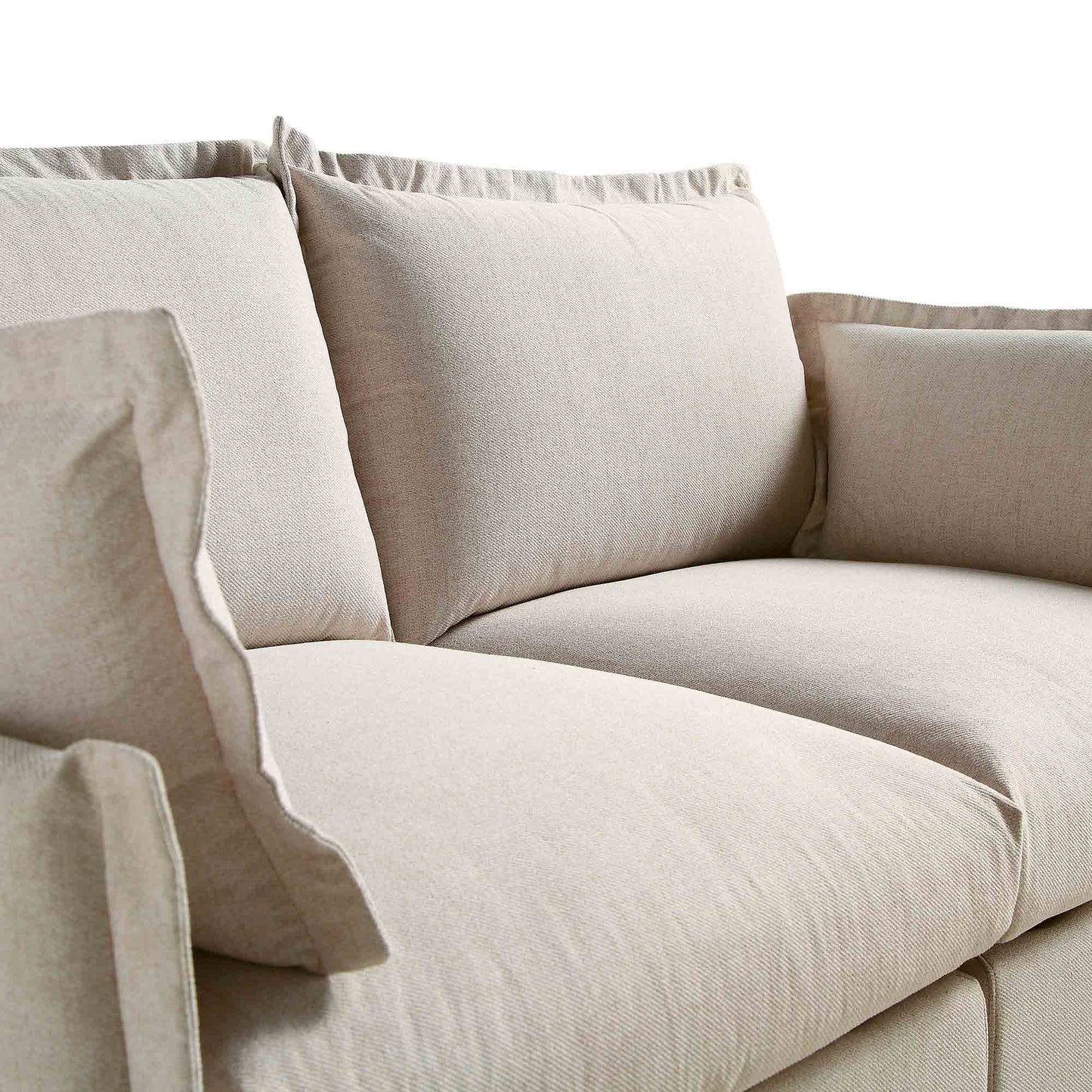 Canapé sectionnel Byron Pillow Edge en tissu beige, 2 places