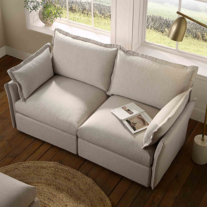 Canapé sectionnel Byron Pillow Edge en tissu beige, 2 places