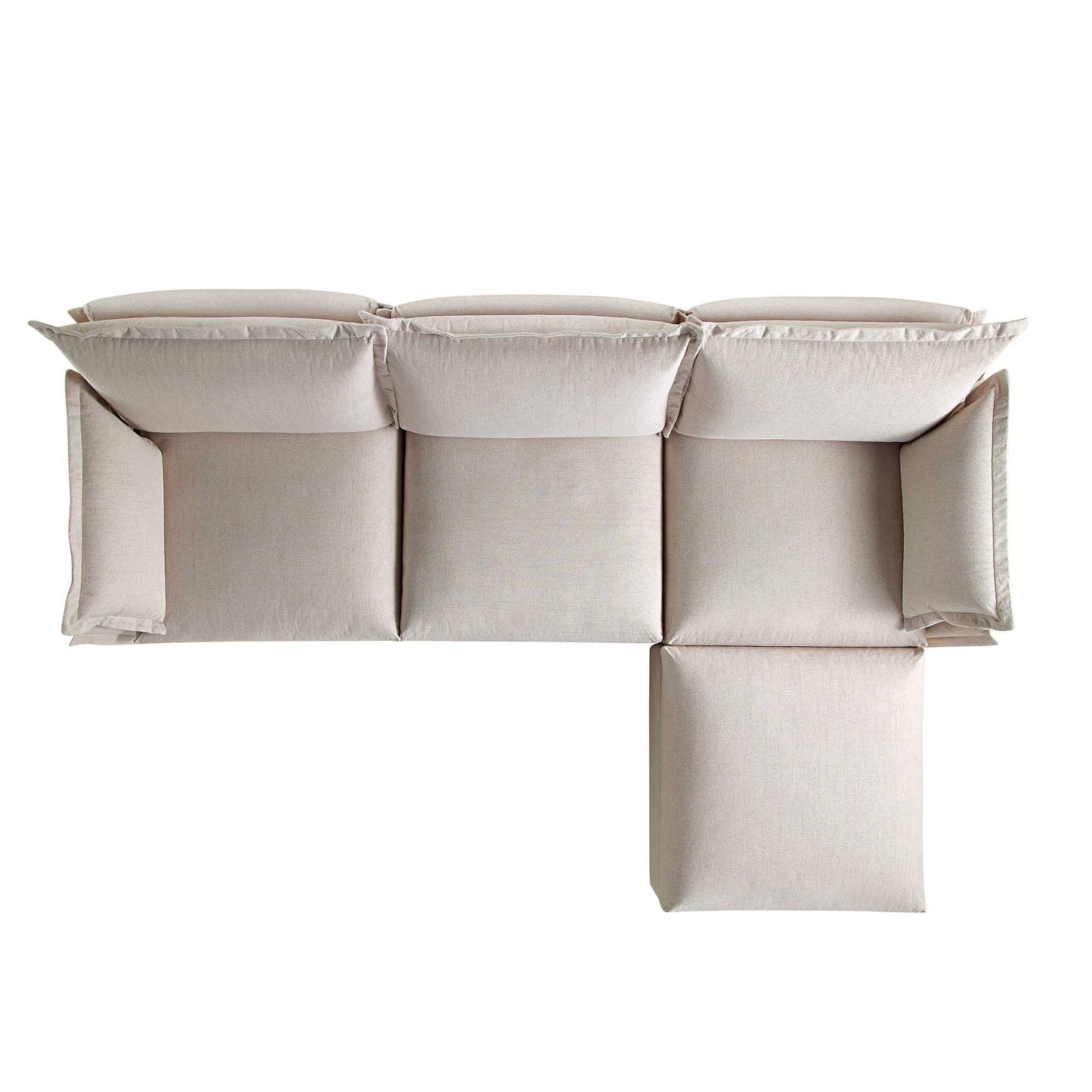Canapé sectionnel Byron Pillow Edge en tissu beige, méridienne 3 places