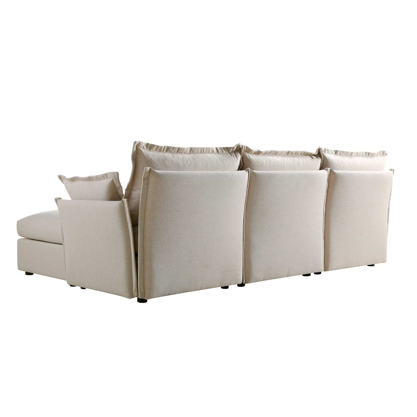 Canapé sectionnel Byron Pillow Edge en tissu beige, méridienne 3 places
