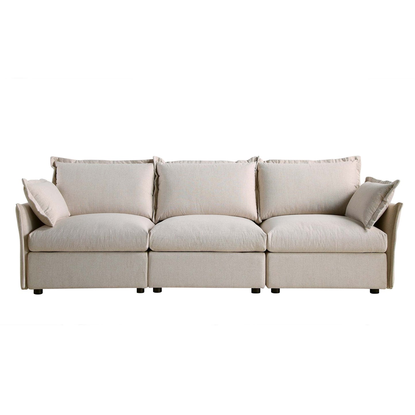 Canapé sectionnel Byron Pillow Edge en tissu beige, 3 places