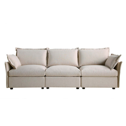 Canapé sectionnel Byron Pillow Edge en tissu beige, 3 places