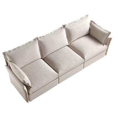 Canapé sectionnel Byron Pillow Edge en tissu beige, 3 places
