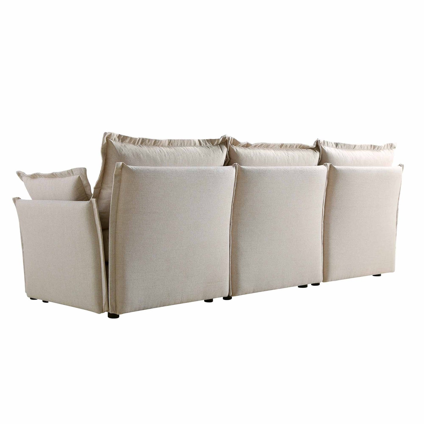 Canapé sectionnel Byron Pillow Edge en tissu beige, 3 places