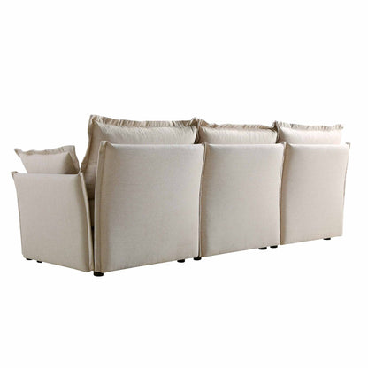 Canapé sectionnel Byron Pillow Edge en tissu beige, 3 places