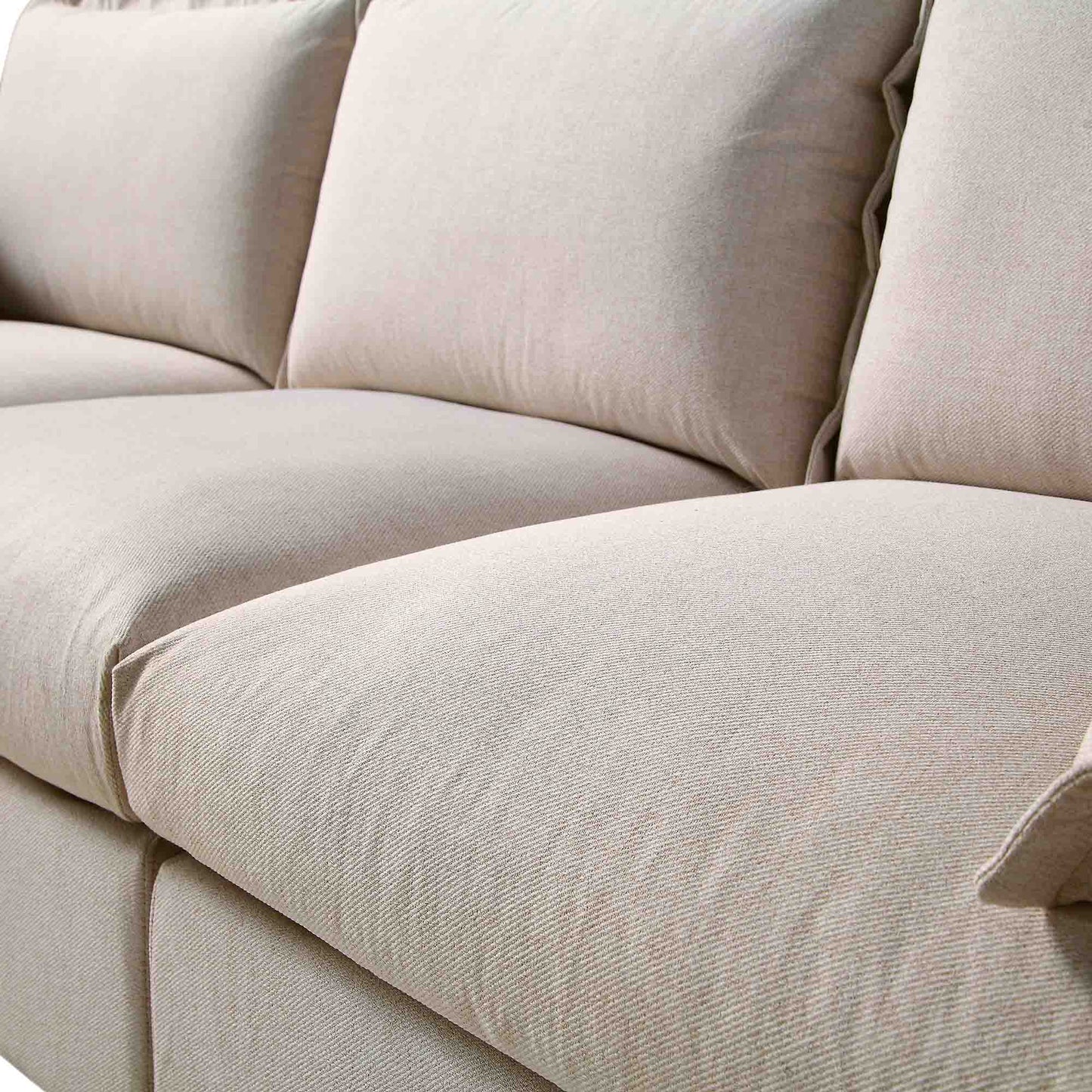 Canapé sectionnel Byron Pillow Edge en tissu beige, 3 places