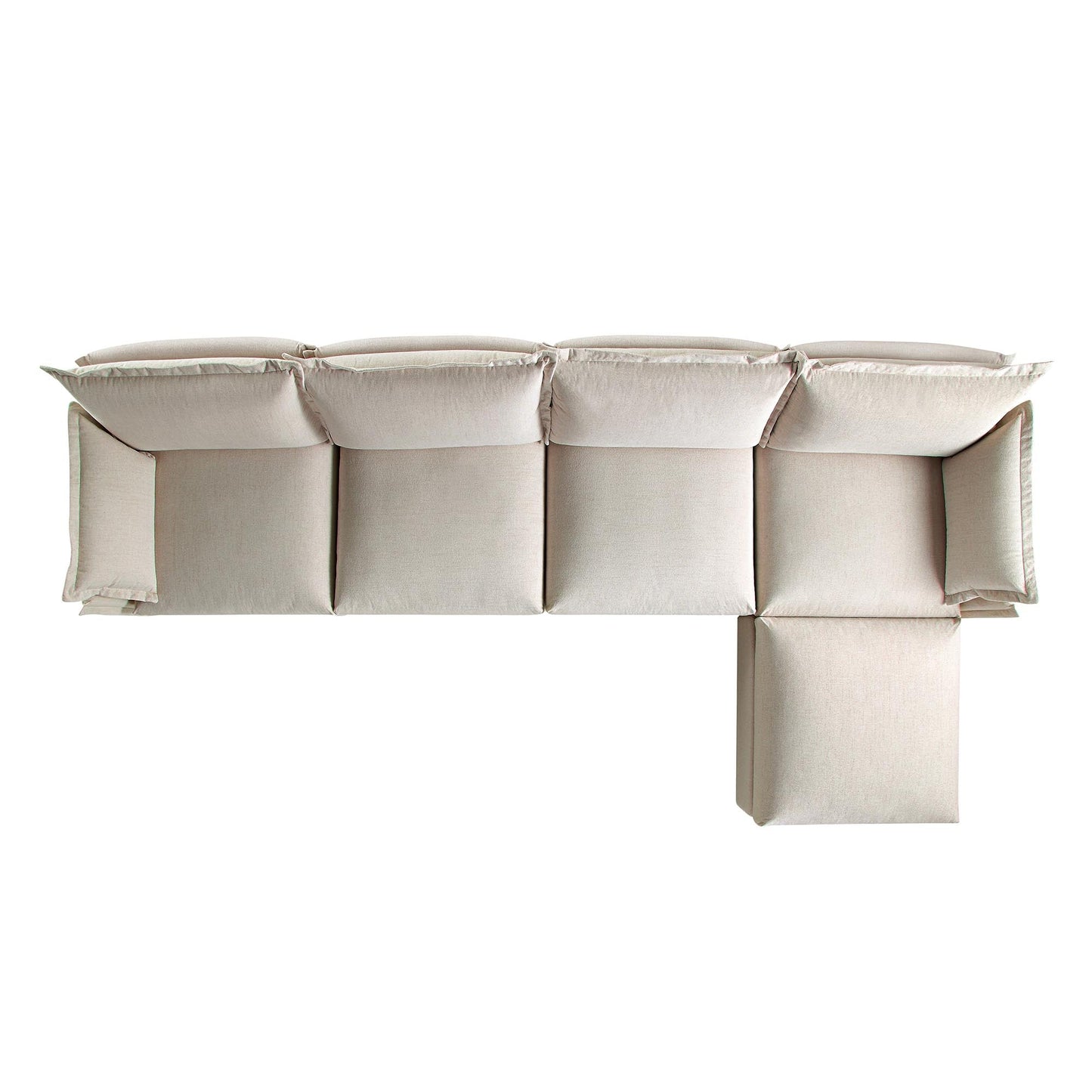 Canapé sectionnel Byron Pillow Edge en tissu beige, méridienne 4 places