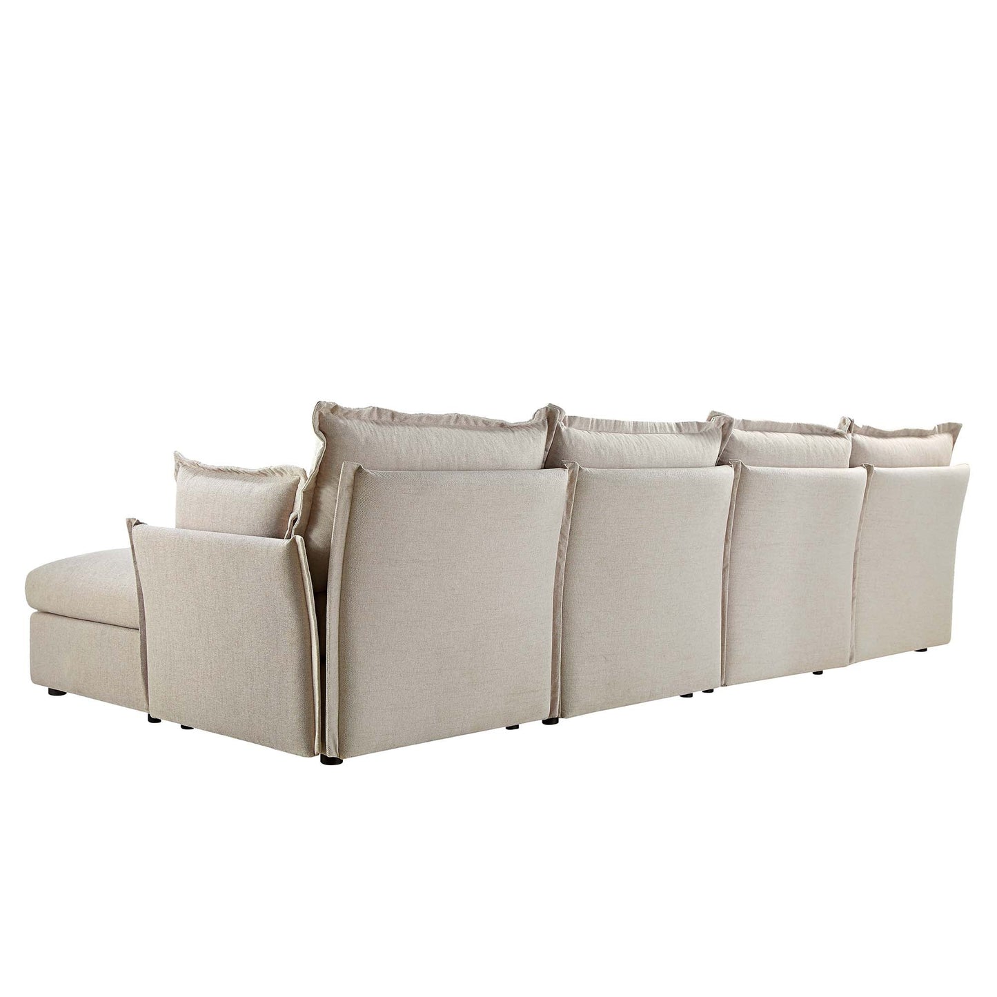 Canapé sectionnel Byron Pillow Edge en tissu beige, méridienne 4 places