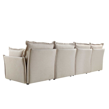 Canapé sectionnel Byron Pillow Edge en tissu beige, 4 places